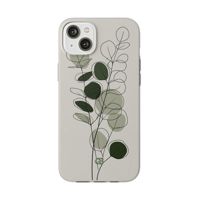 Green Lite Phone Case for iPhone - Muted Eucalyptus Sketch