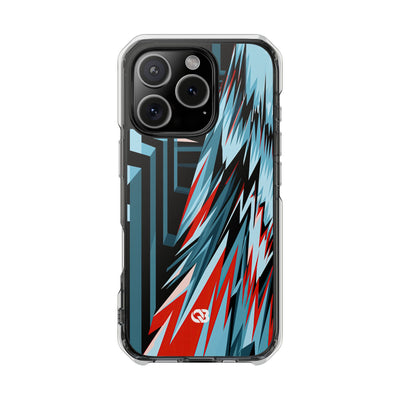 Blue Impact MagSafe Phone Case for iPhone - Glitch Peak Cyan