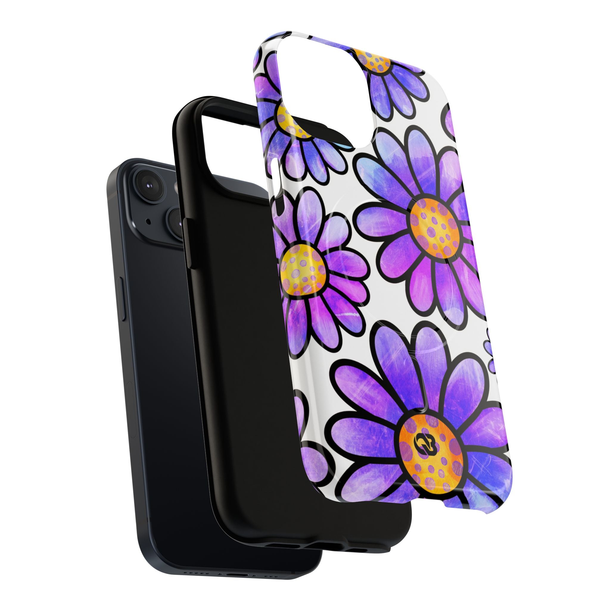 Violet Grunge Bloom · Tough+ Handyhülle für iPhone · Magsafe