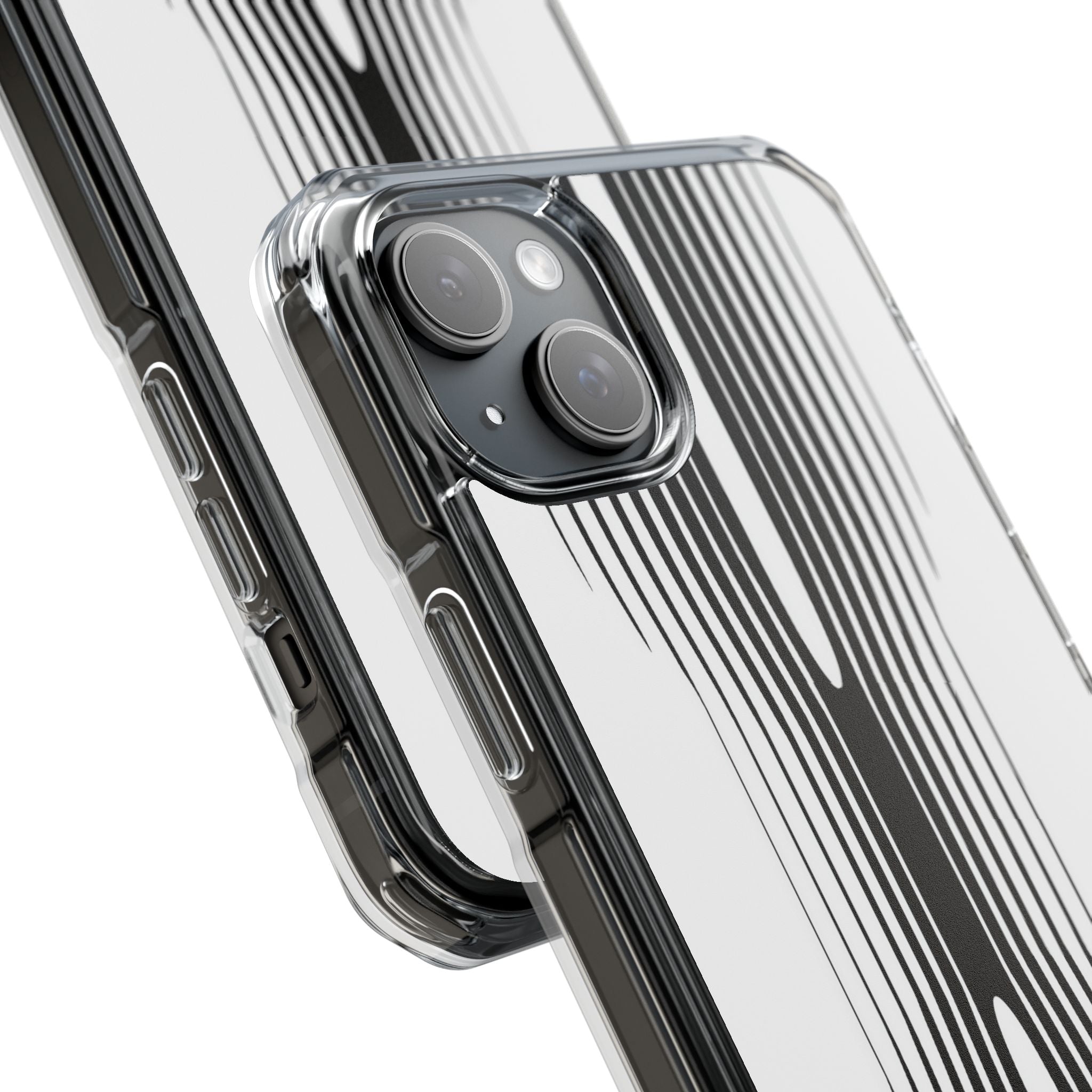White Impact MagSafe Phone Case for iPhone - Kinetic Mono Distortion