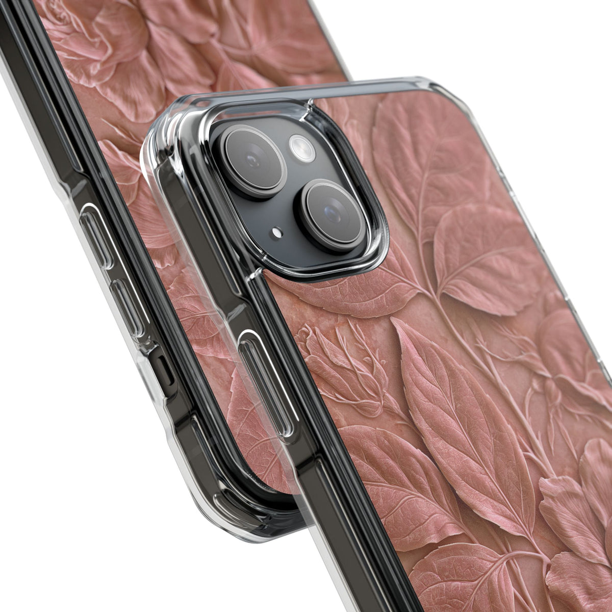 Blush Rose Relief · Clear Impact Magnetic Phone Case for iPhone · Pink