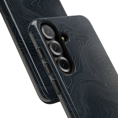 Black Tough Phone Case for Samsung - Obsidian Ridge Topo