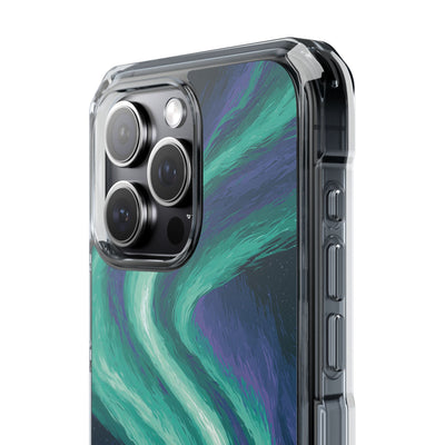 Arctic Aurora Bear · Clear Impact Magnetic Phone Case for iPhone · Teal