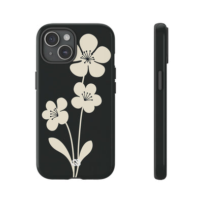 Black Tough Phone Case for iPhone - Obsidian Cream Bloom