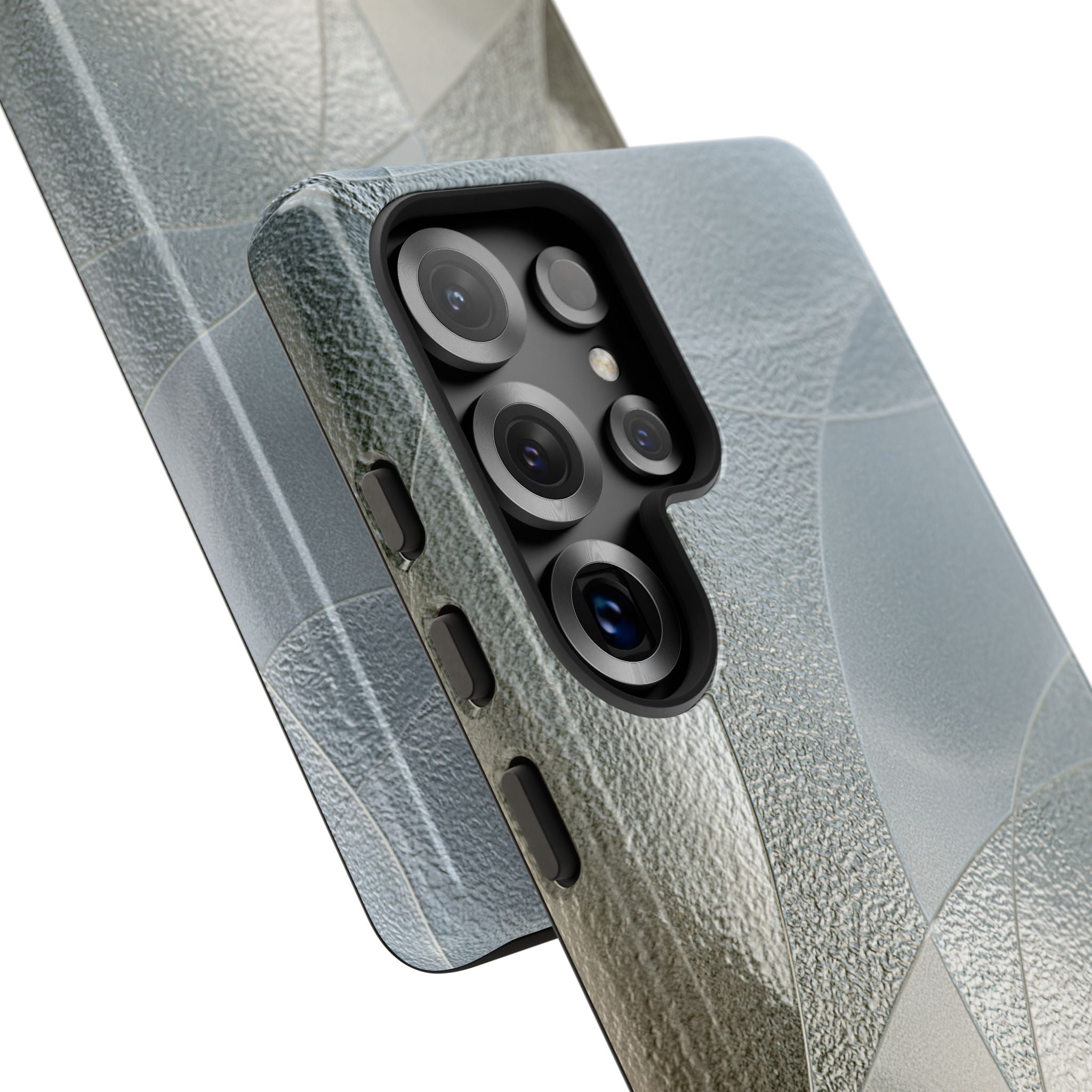 Silver Tough Phone Case for Samsung - Frosted Silver Mosaic