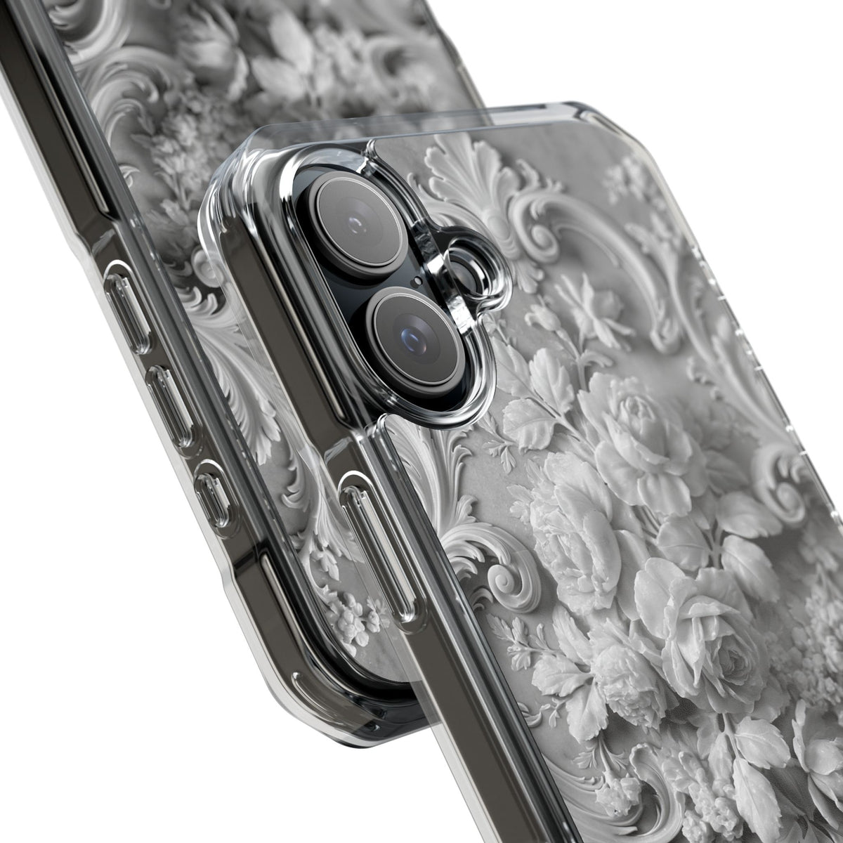 Rococo Marble Rose · Clear Impact Magnetic Phone Case for iPhone · White