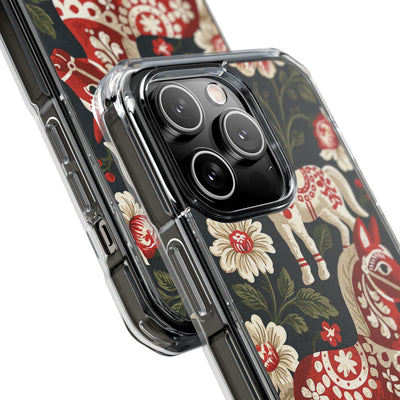 Nordic Dala Meadow · Clear Impact Magnetic Phone Case for iPhone · Red