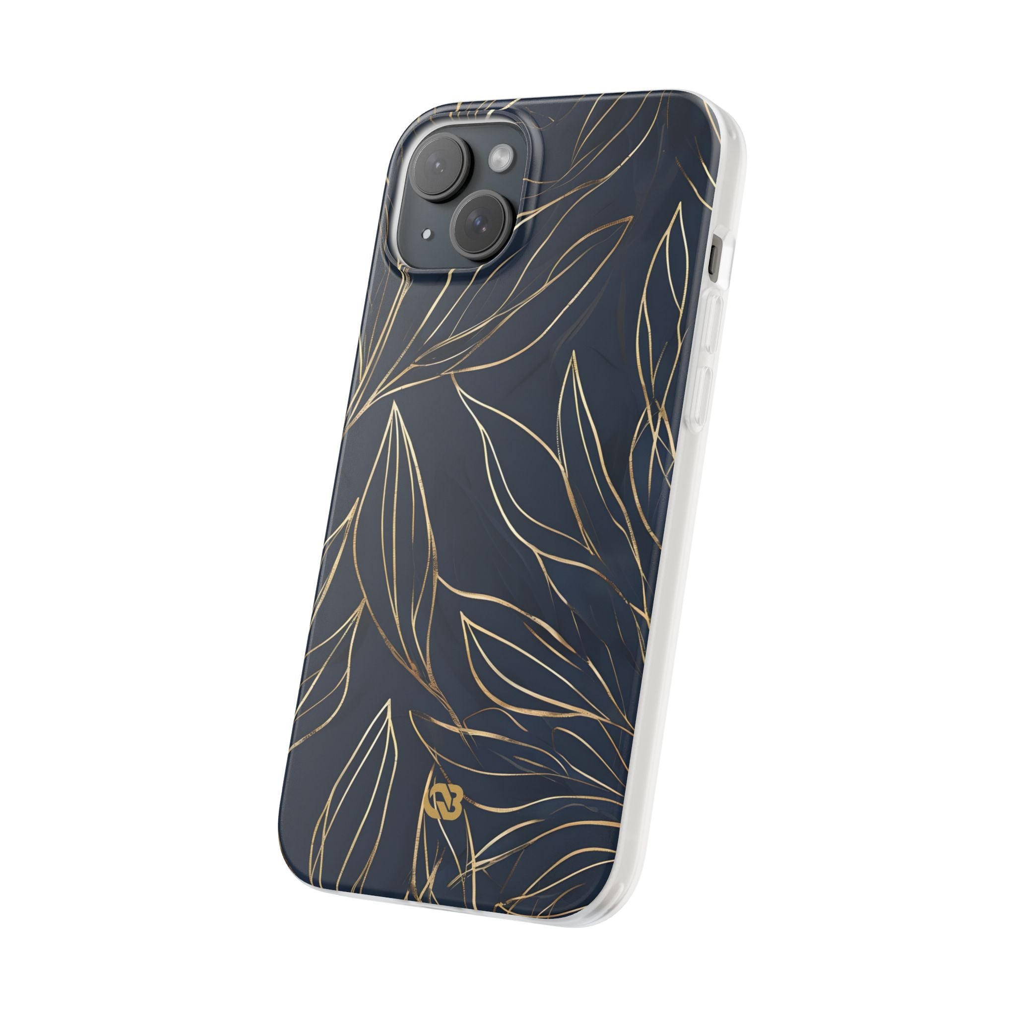 Gilded Navy Foliage · Soft Phone Case for iPhone
