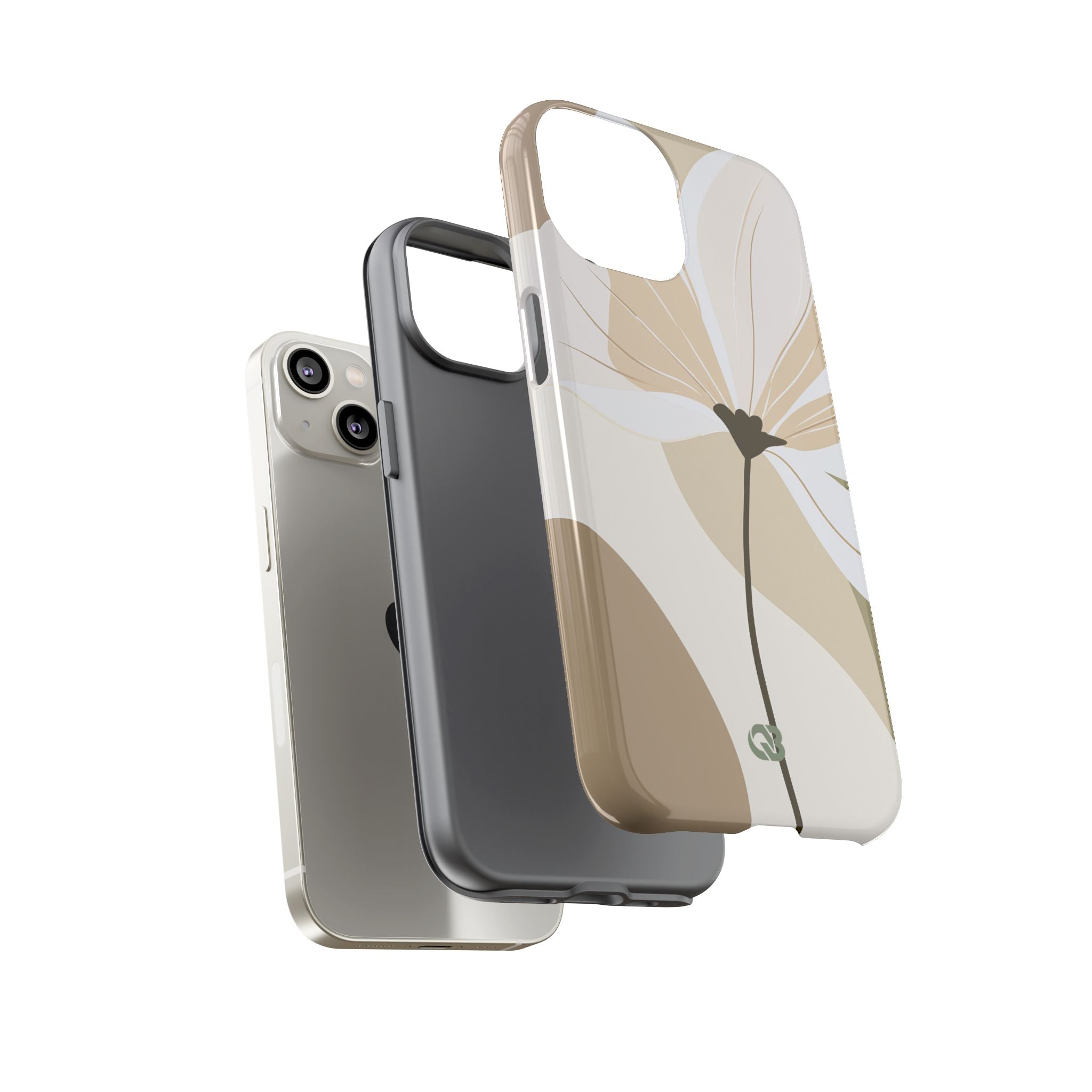 Beige Tough Phone Case for iPhone - Sage Linen Magnolia