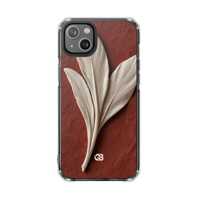 Carved Ivory Plume · Clear Impact Magnetic Phone Case for iPhone · Red