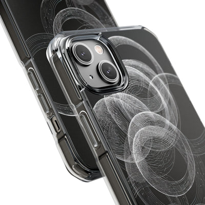 Black Impact MagSafe Phone Case for iPhone - Kinetic Wireframe Orbit