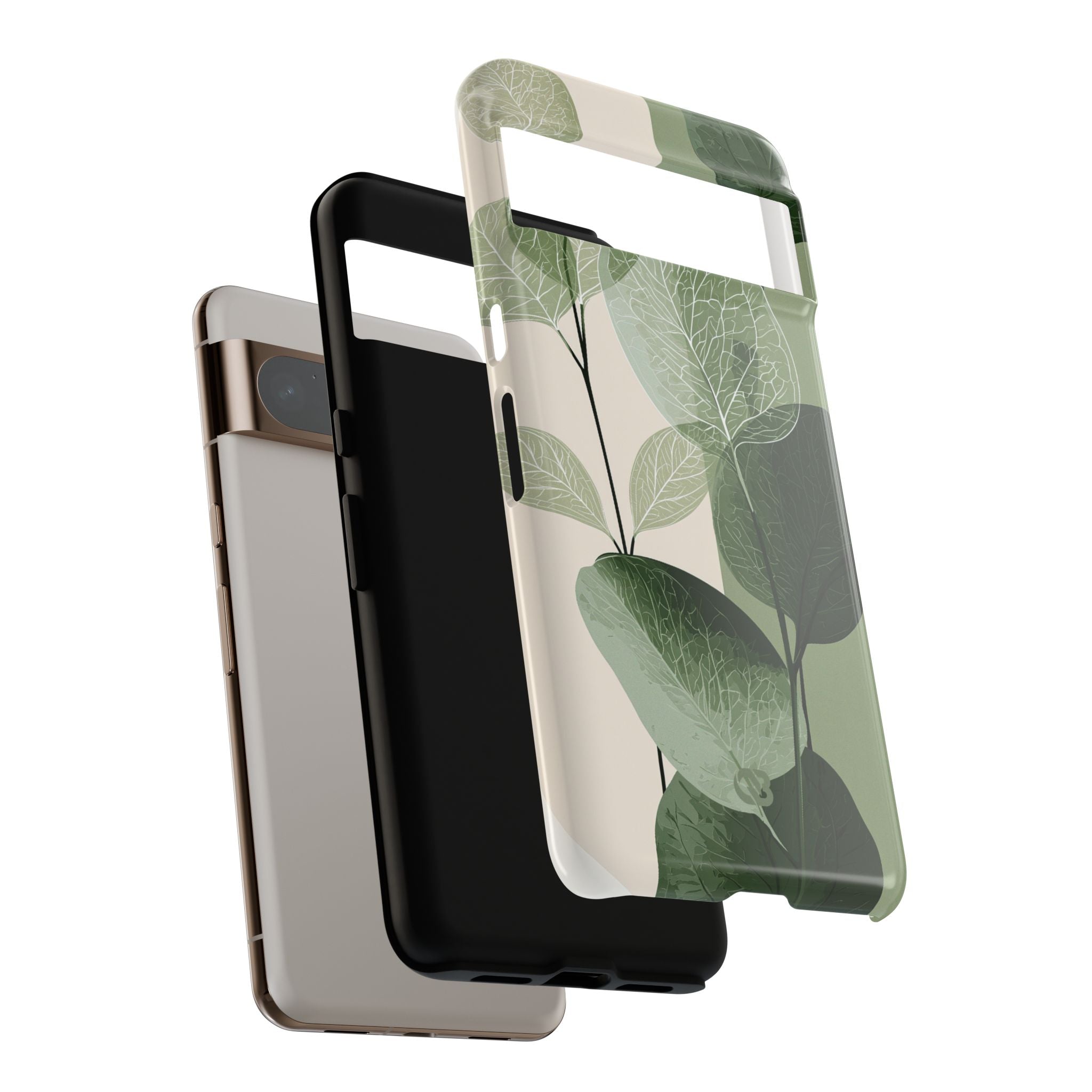 Green Tough Phone Case for Google Pixel - Sage Leaf Skeletals