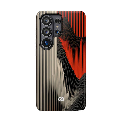 Red Tough Phone Case for Samsung - Crimson Pulse Topo