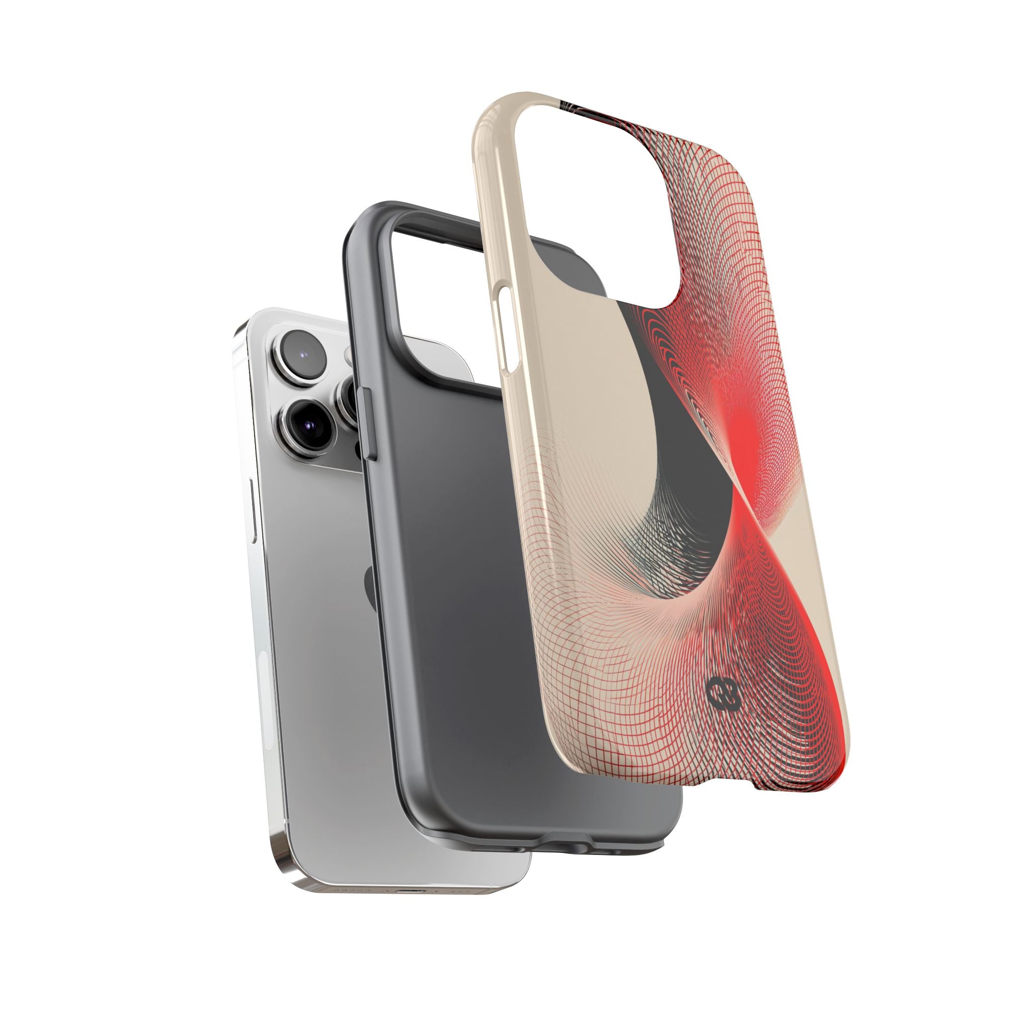 Red Tough Phone Case for iPhone - Crimson Grid Vortex