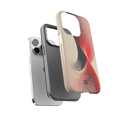 Red Tough Phone Case for iPhone - Scarlet Wireframe Helix