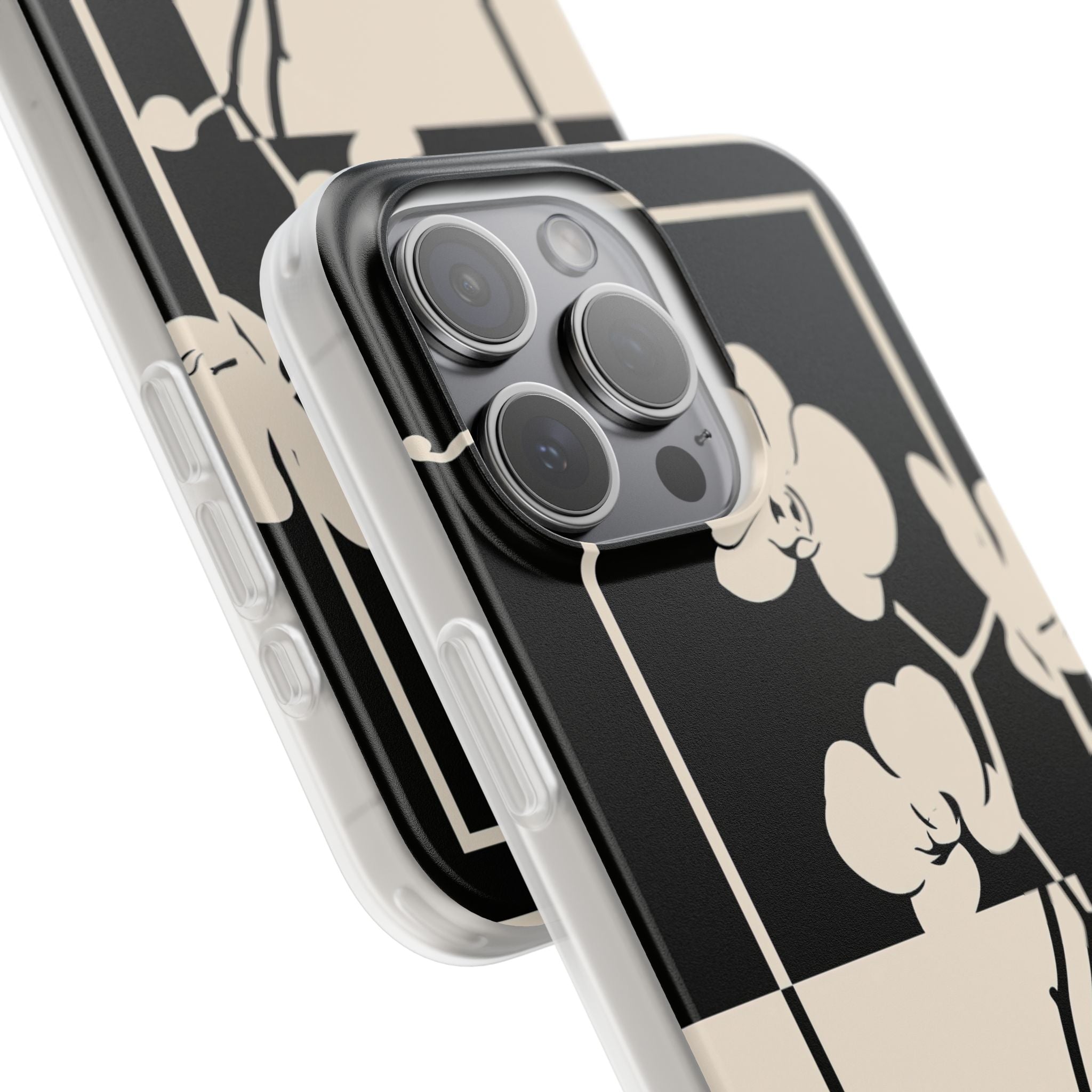 Beige Lite Phone Case for iPhone - Nocturnal Orchid Frame