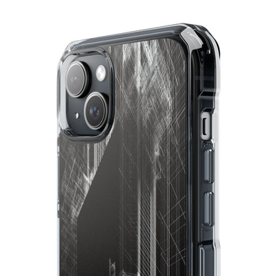 Black Impact MagSafe Phone Case for iPhone - Ghost Urban Wireframe