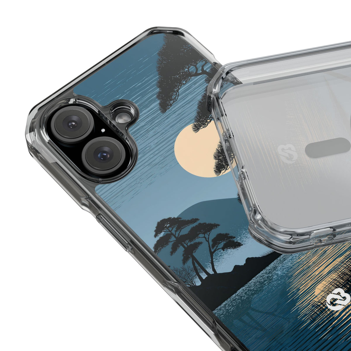 Moonlit Pine Horizon · Clear Impact Magnetic Phone Case for iPhone ·  Blue