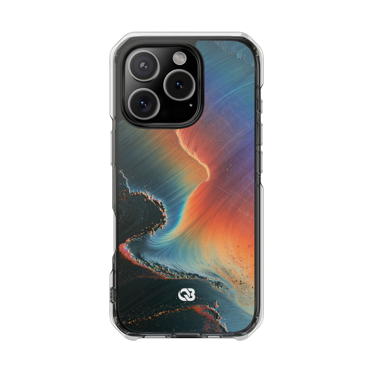 Prismatic Aura Shift · Clear Impact Magnetic Phone Case for iPhone · Blue