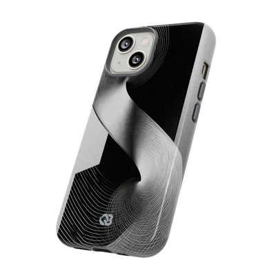 Grey Tough Phone Case for iPhone - Obsidian Moiré Wave