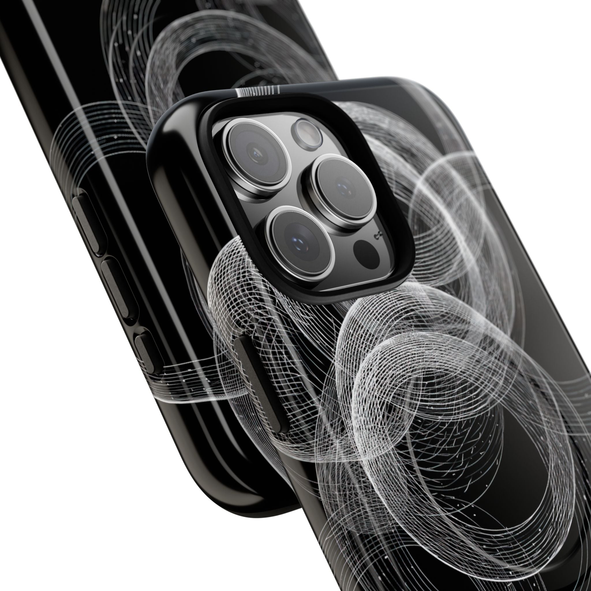 Black Tough 2.0 Magsafe Phone Case for iPhone - Kinetic Wireframe Orbit