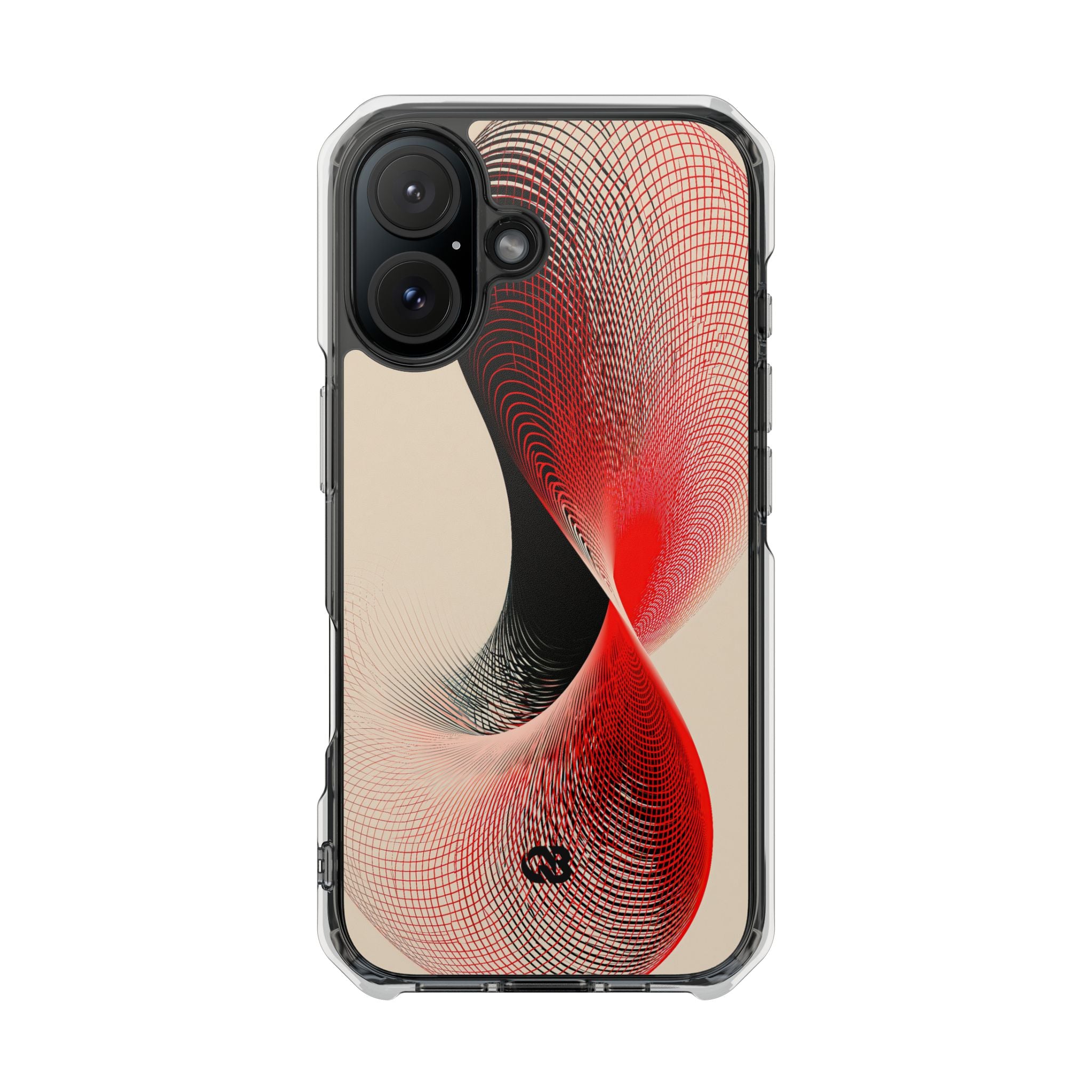 Red Impact MagSafe Phone Case for iPhone - Crimson Grid Vortex