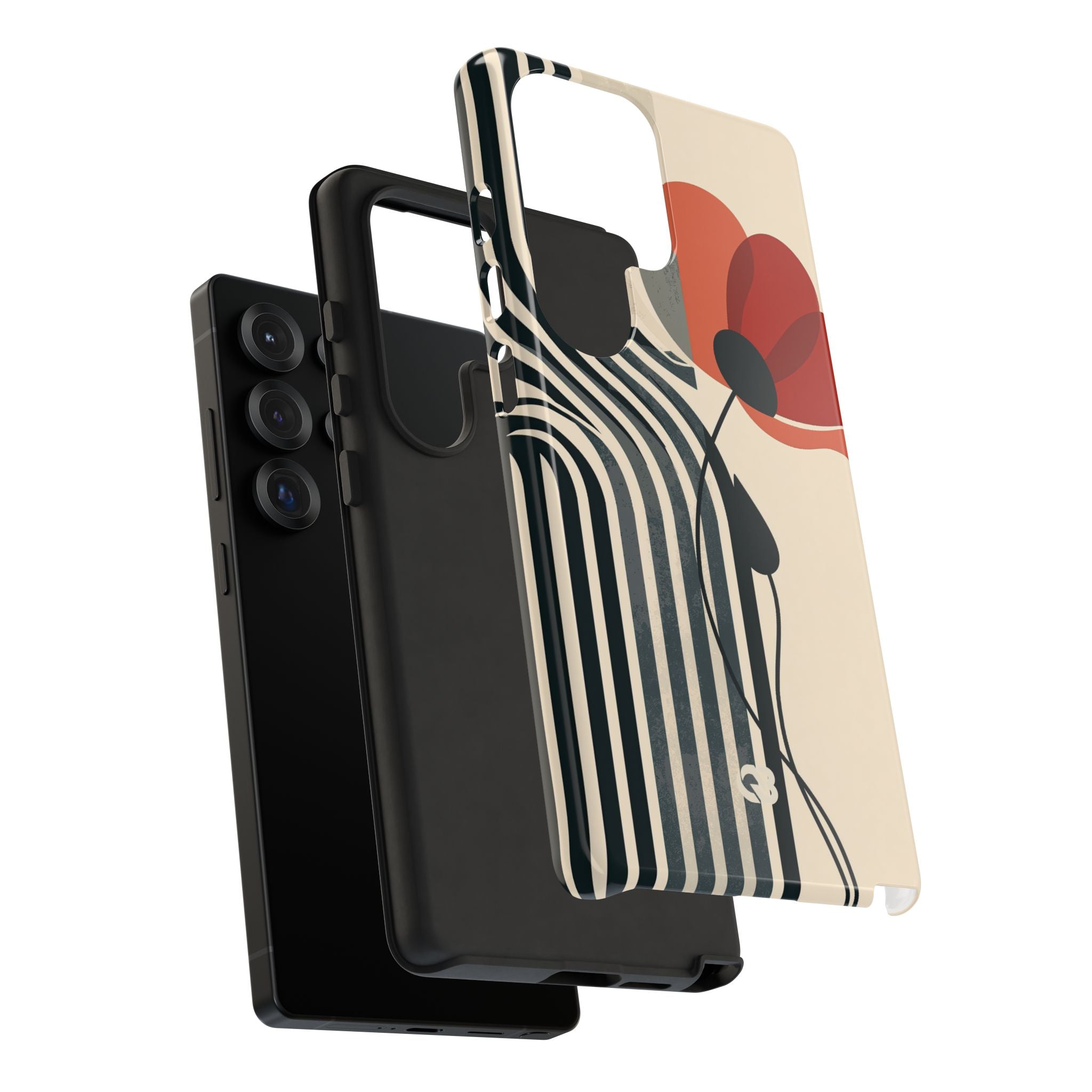 Beige Tough Phone Case for Samsung - Crimson Line Bloom