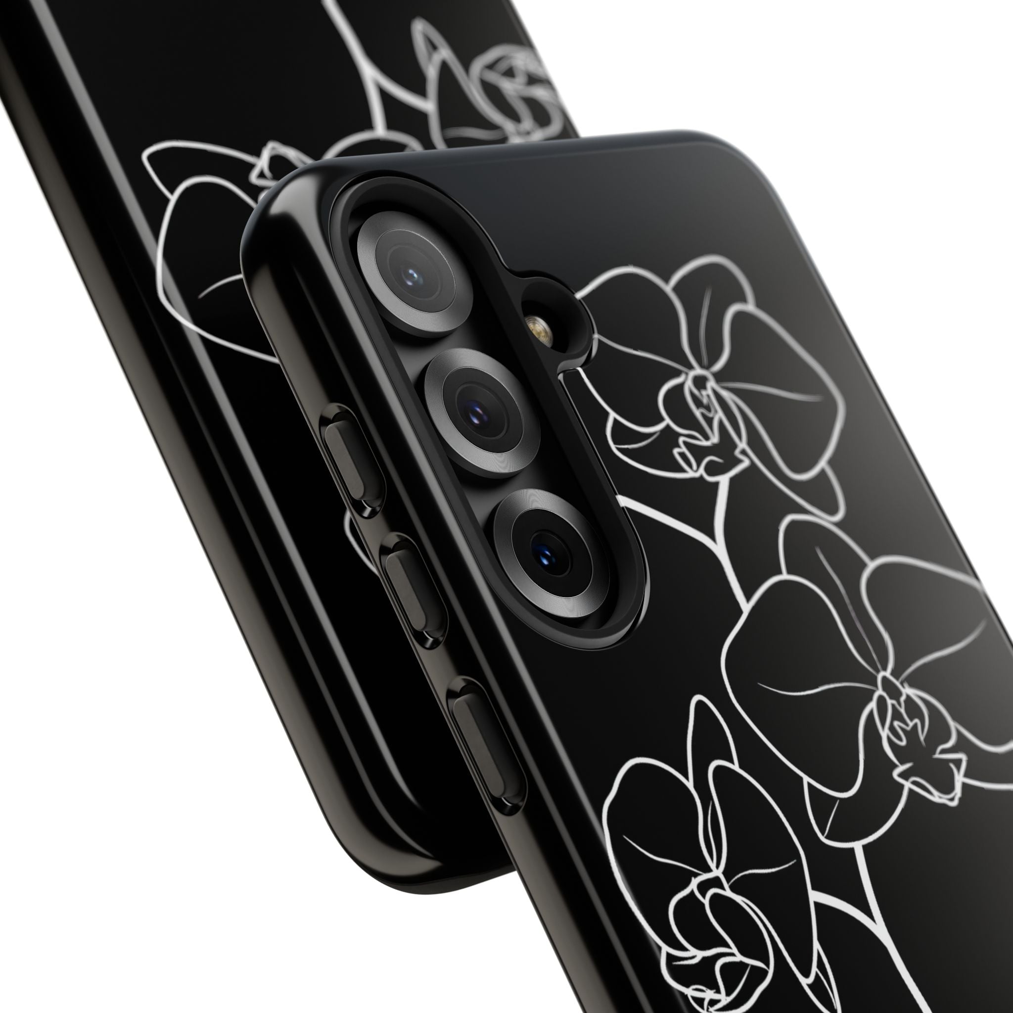 Black Tough Phone Case for Samsung - Noir Alabaster Orchid
