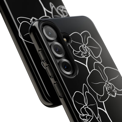 Black Tough Phone Case for Samsung - Noir Alabaster Orchid
