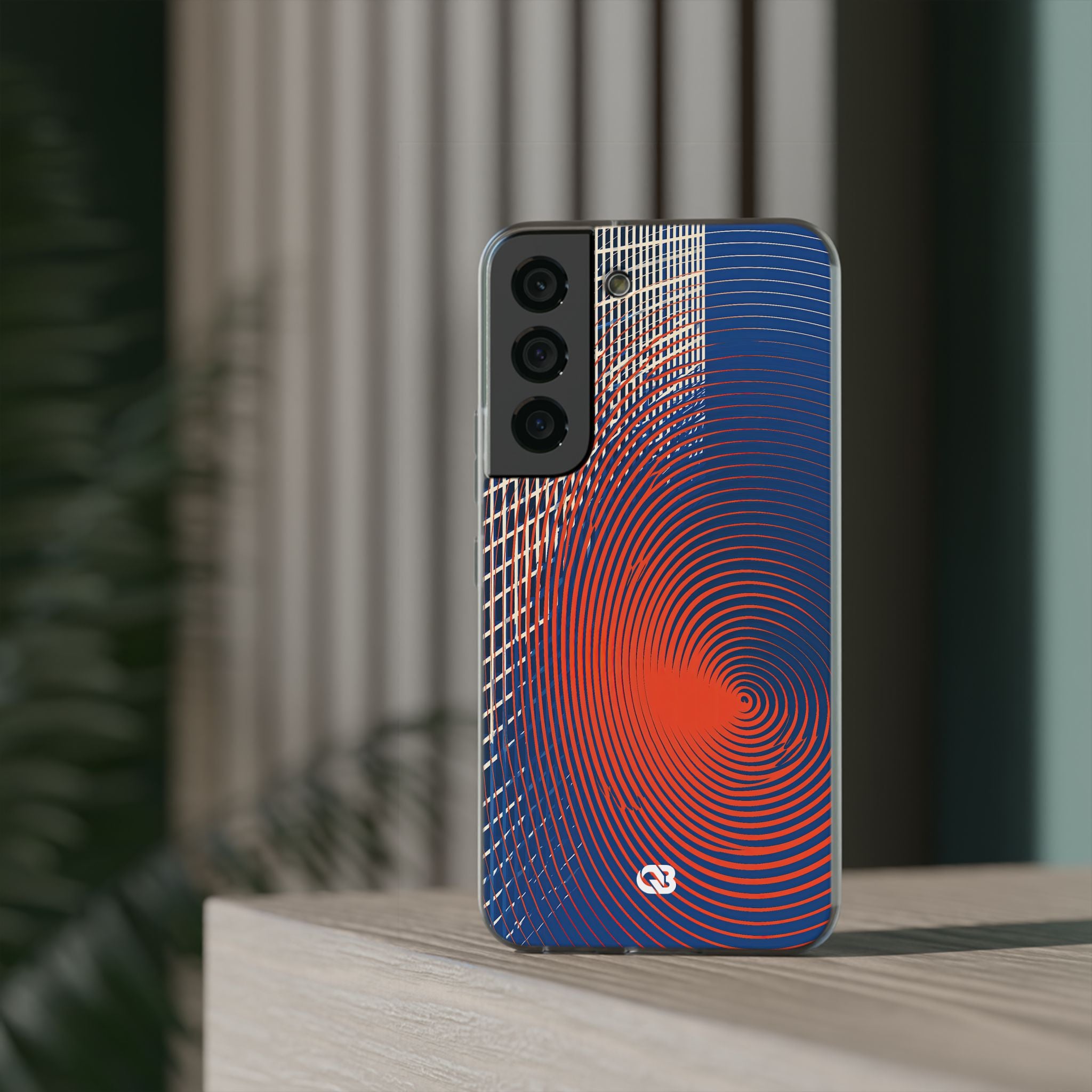 Blue Lite Phone Case for Samsung - Orange Orbit Grid