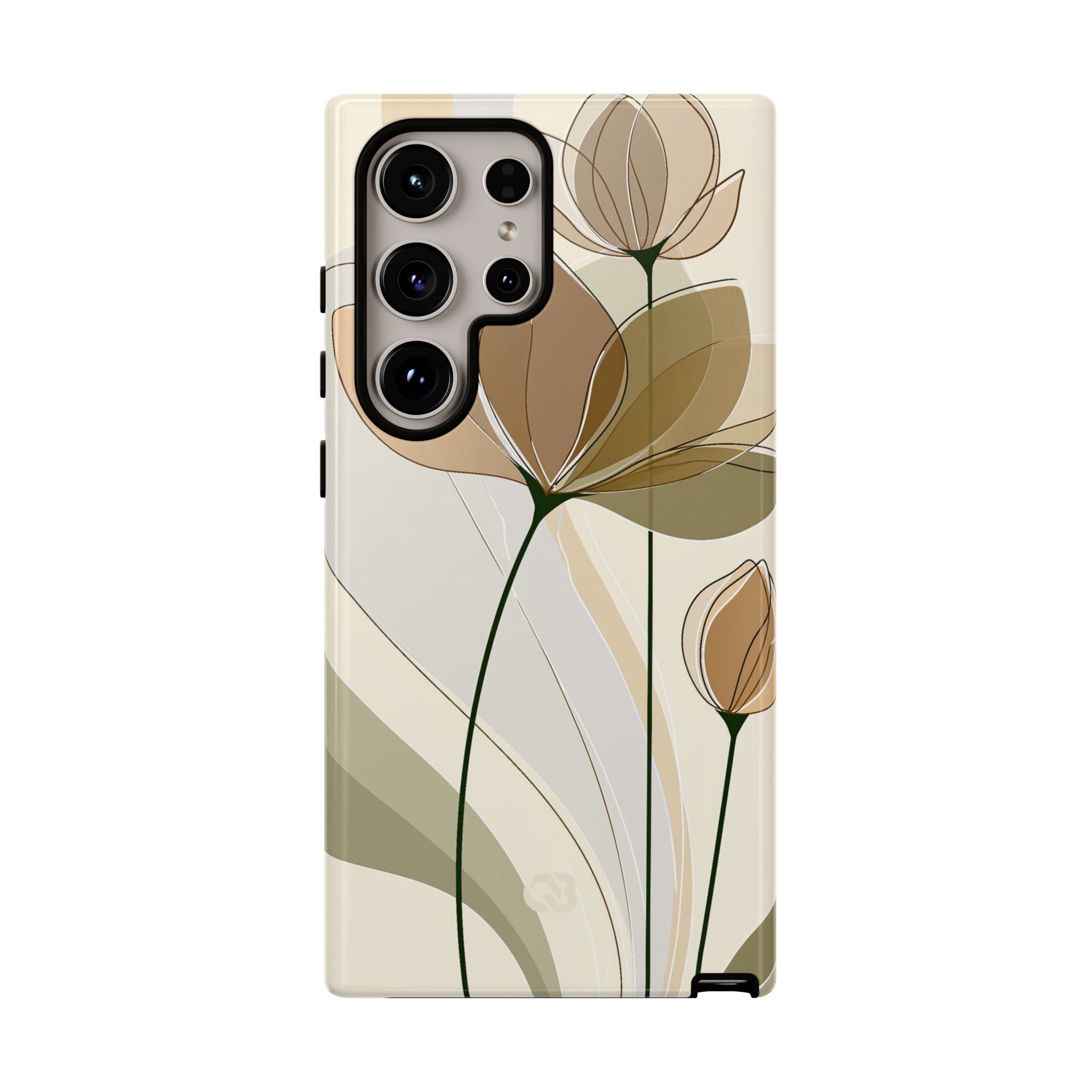 Beige Tough Phone Case for Samsung - Muted Ochre Petals