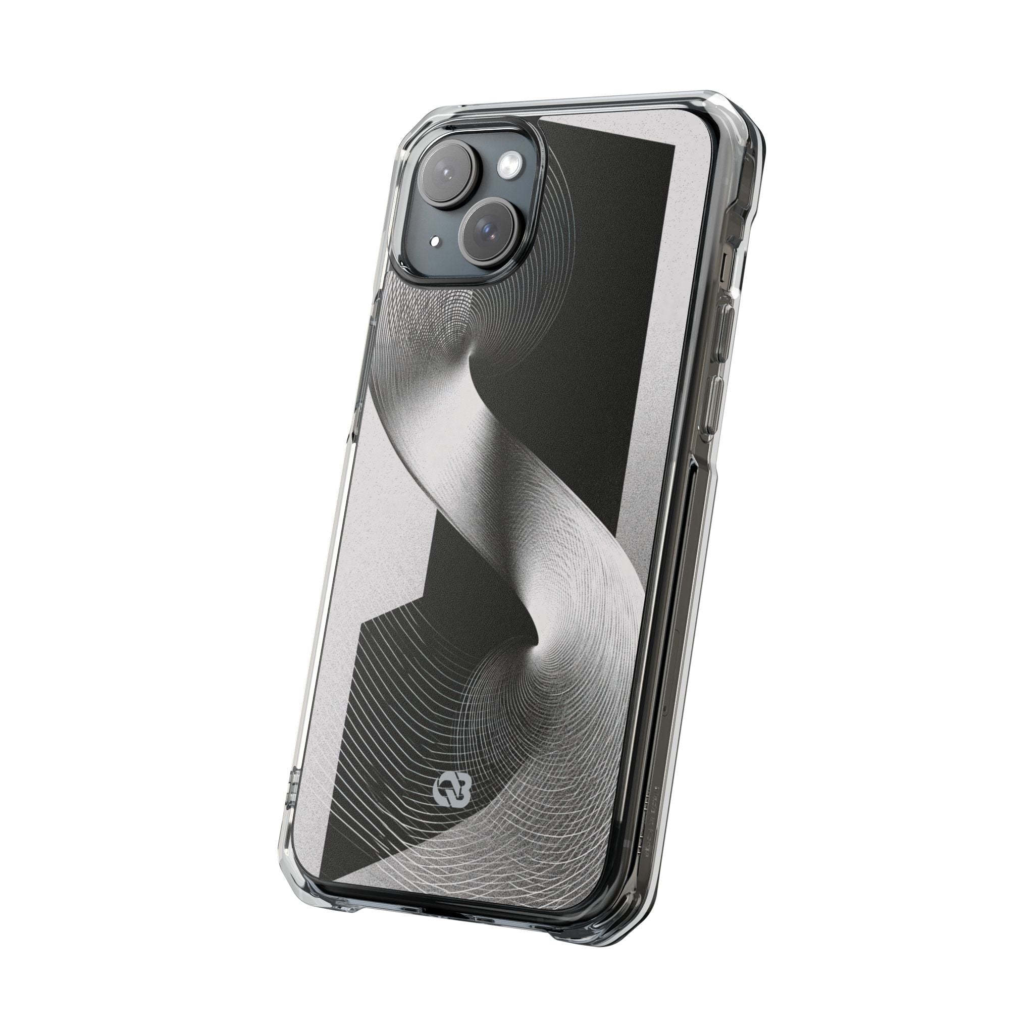 Grey Impact MagSafe Phone Case for iPhone - Obsidian Moiré Wave