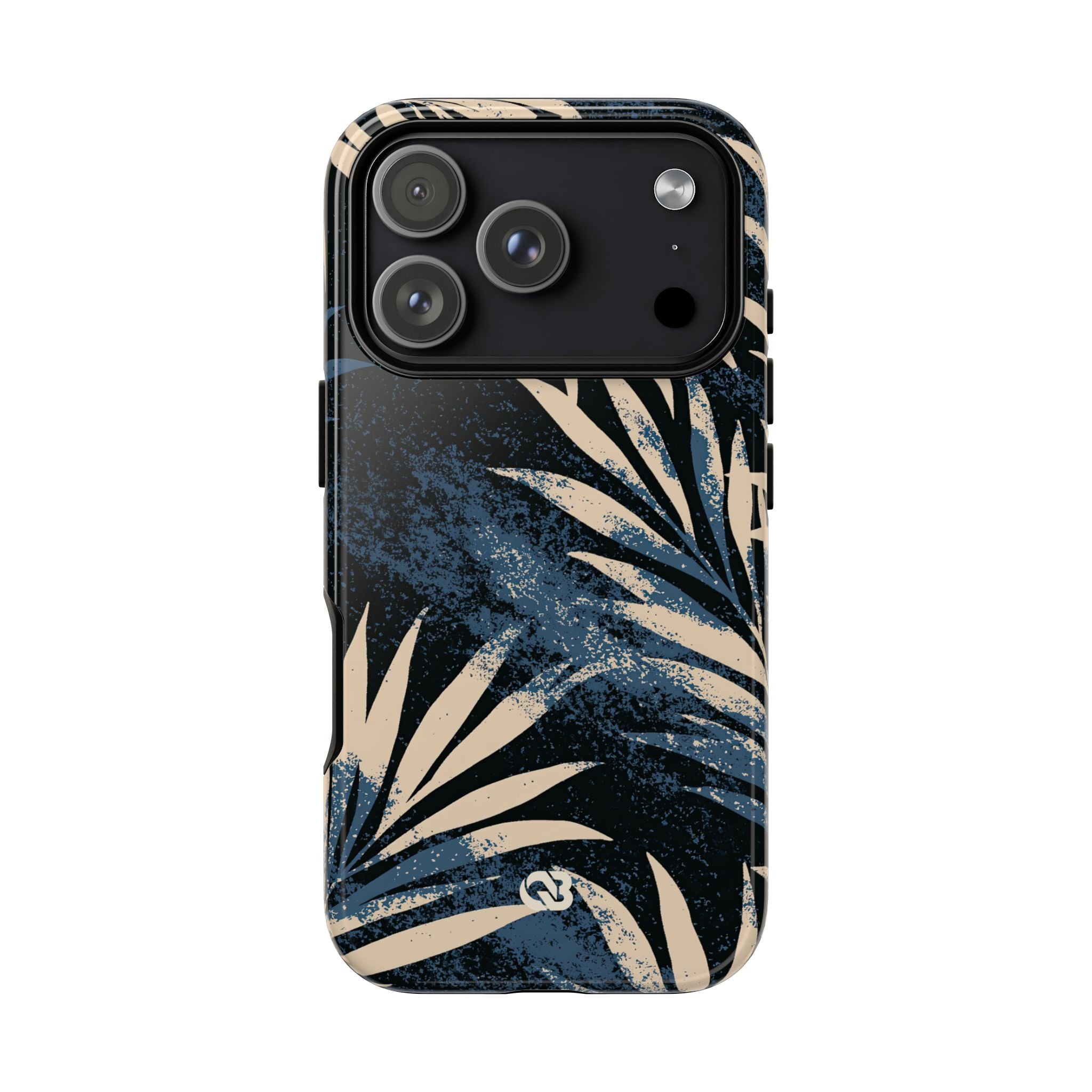 Blue Tough Phone Case for iPhone - Midnight Indigo Palm