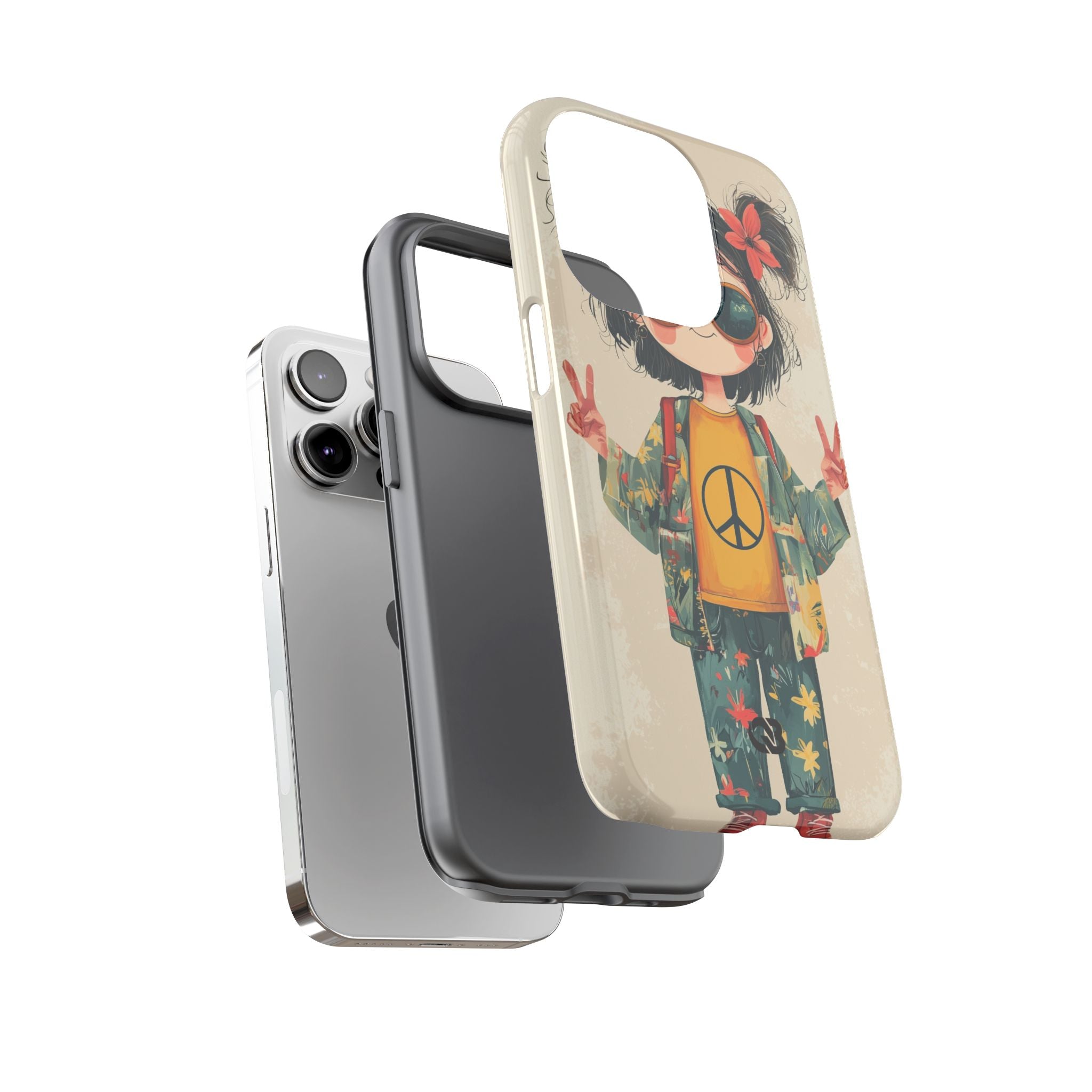Retro Peace Girl · Tough Phone Case for iPhone