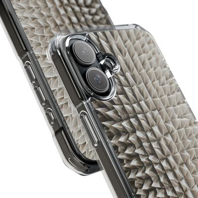 Beige Impact MagSafe Phone Case for iPhone - Bone Spiked Grid
