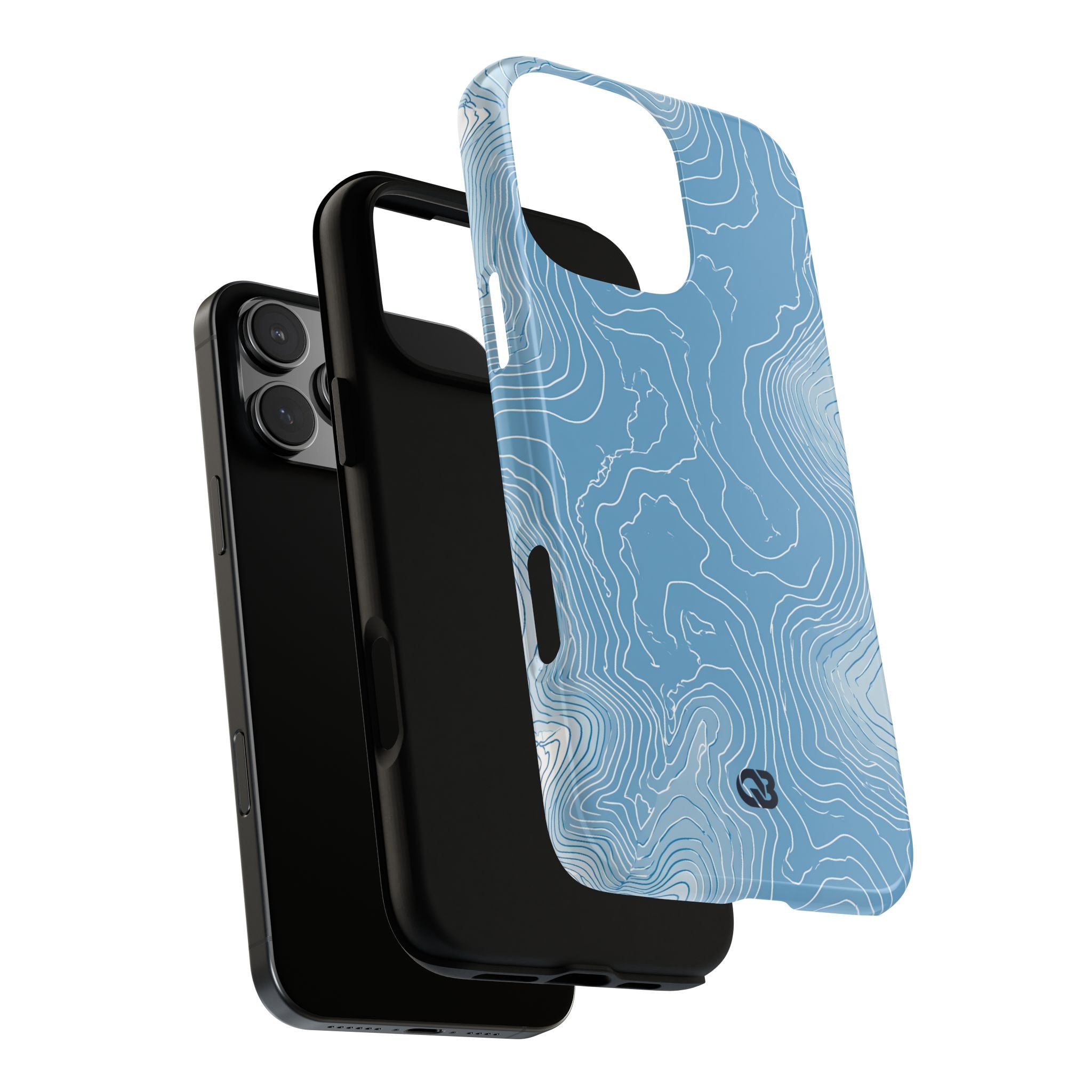 Blue Tough Phone Case for iPhone - Glacial Ridge Topo
