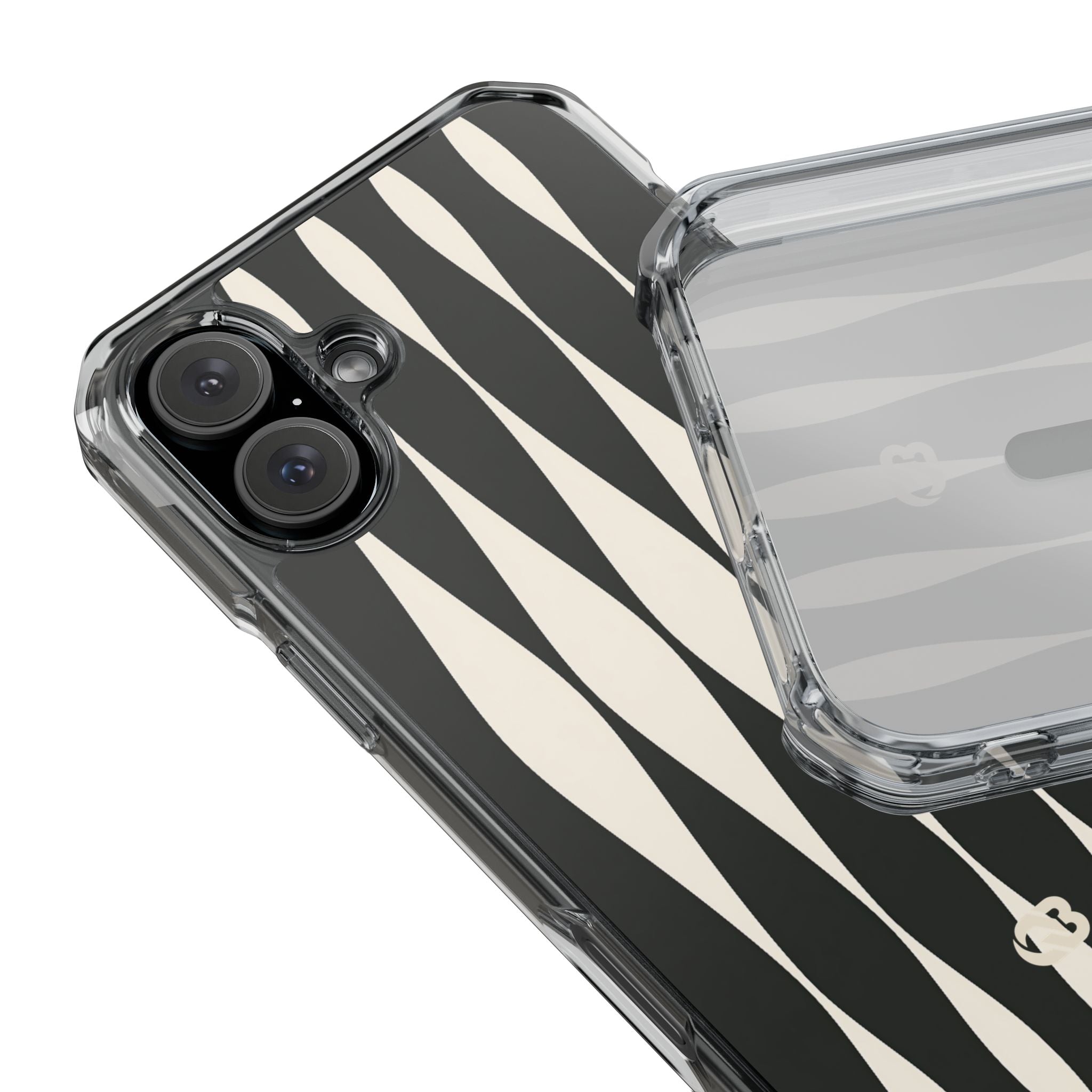 Black Impact MagSafe Phone Case for iPhone - Ivory Spindle Grid