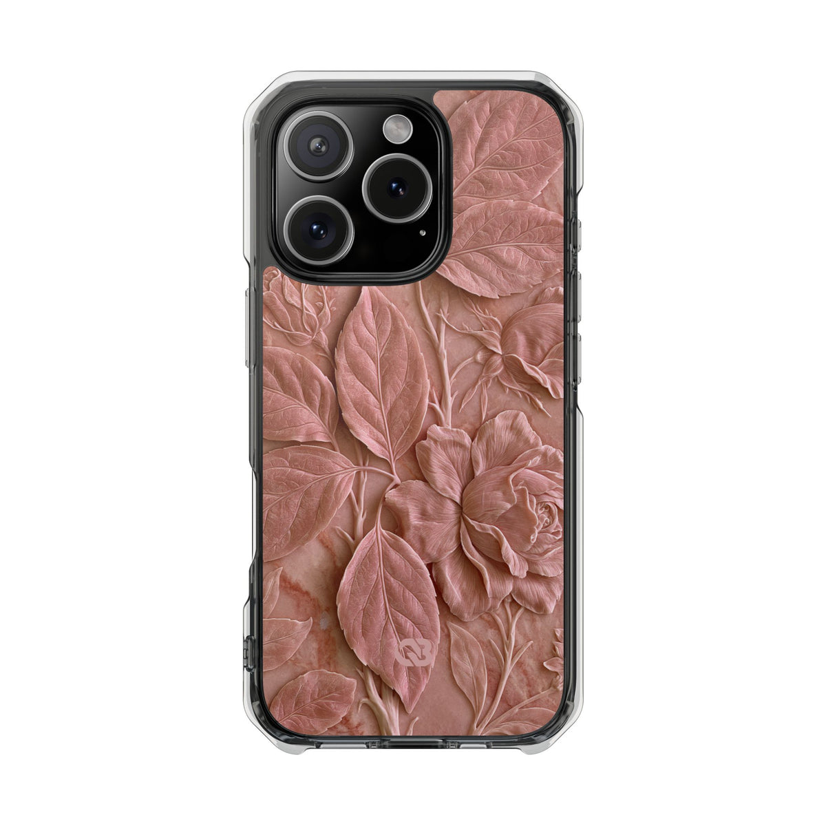 Blush Rose Relief · Clear Impact Magnetic Phone Case for iPhone · Pink