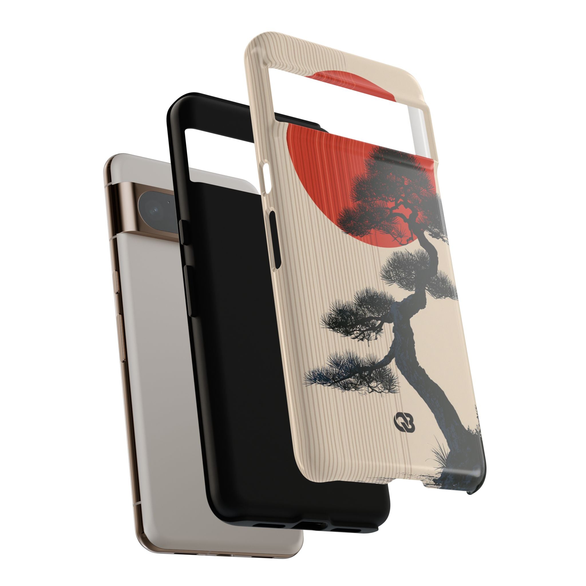 Beige Tough Phone Case for Google Pixel - Kyoto Crimson Pine