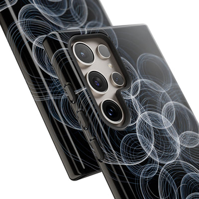 Black Tough Phone Case for Samsung - Frosted Ring Matrix