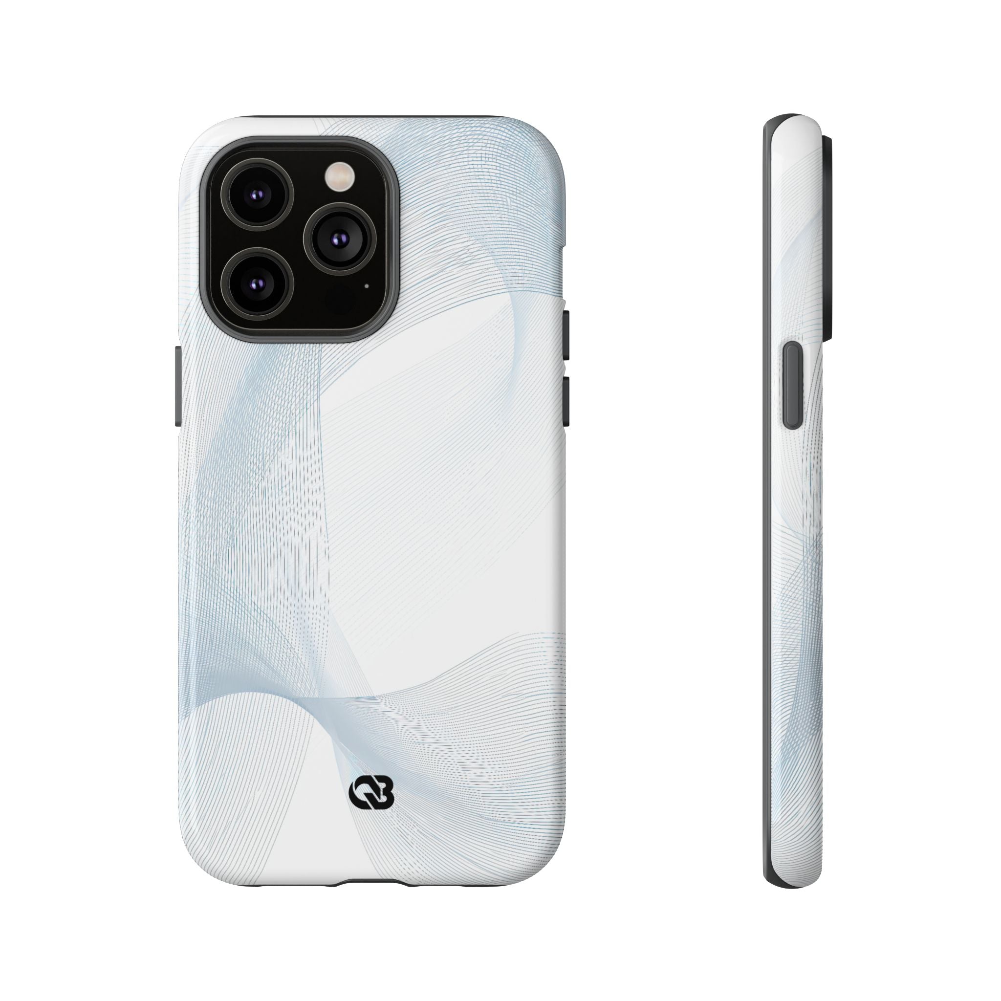 White Tough Phone Case for iPhone - Arctic Line Current