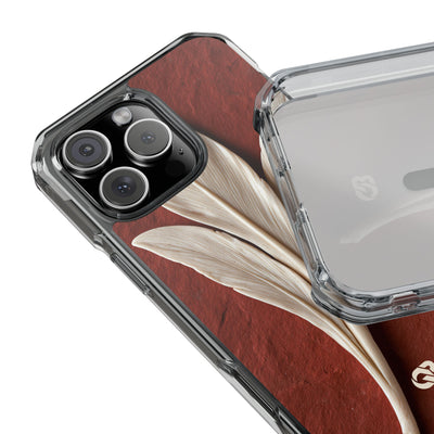 Carved Ivory Plume · Clear Impact Magnetic Phone Case for iPhone · Red