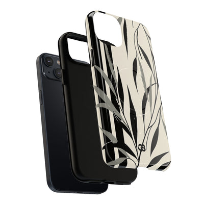 Beige Tough 2.0 Magsafe Phone Case for iPhone - Soot Leaf Sketch
