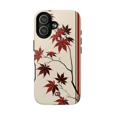 Red Tough 2.0 Magsafe Phone Case for iPhone - Crimson Momiji Stripe