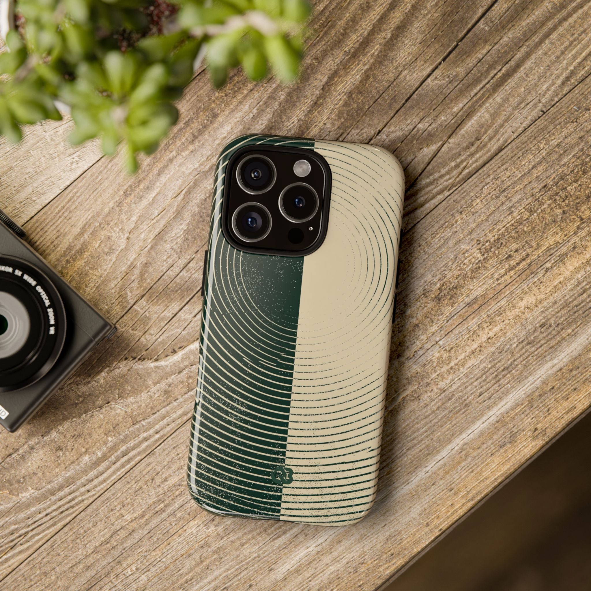 Green Tough Phone Case for iPhone - Evergreen Split Grain
