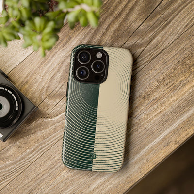 Green Tough Phone Case for iPhone - Evergreen Split Grain