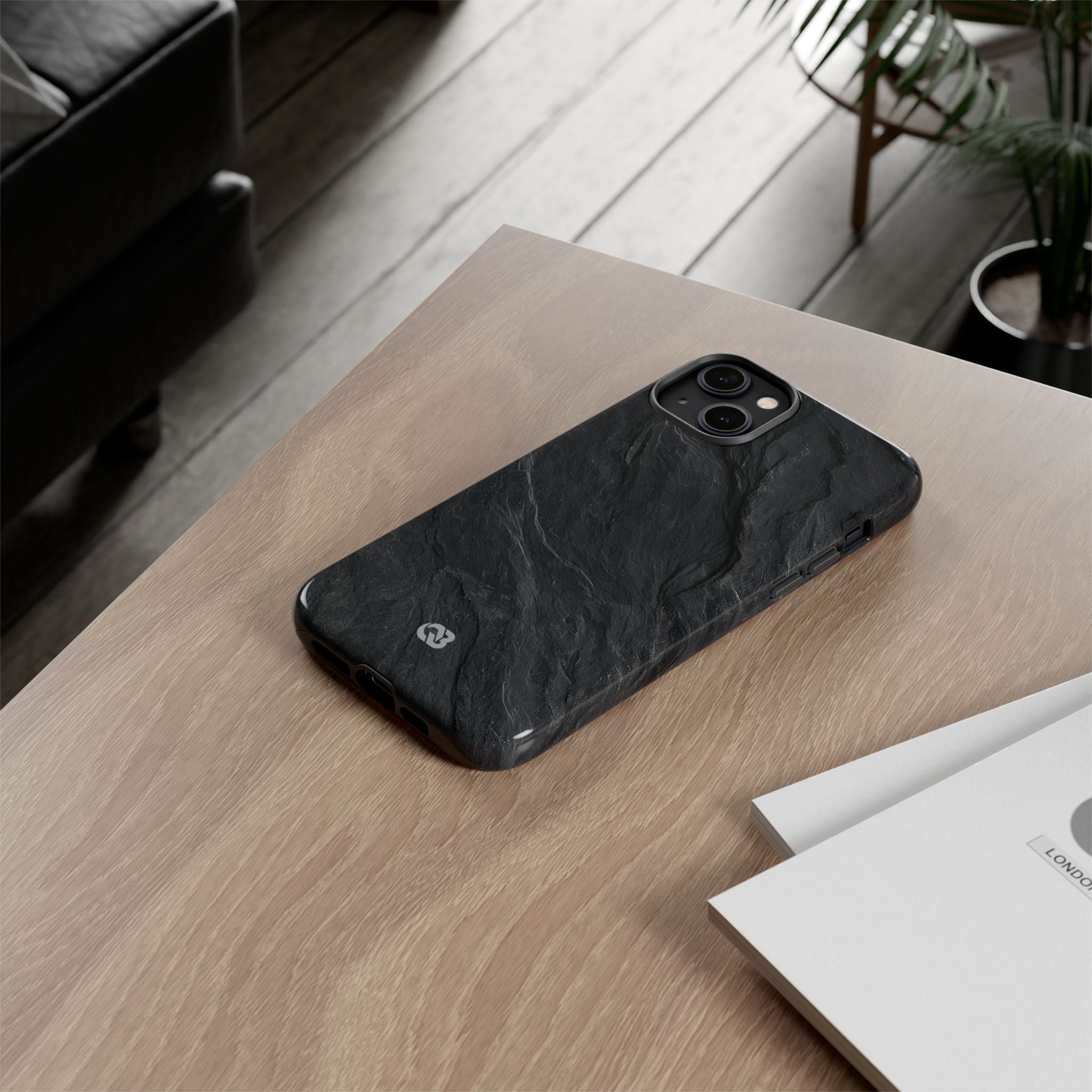 Black Tough Phone Case for iPhone - Midnight Slate Ridge