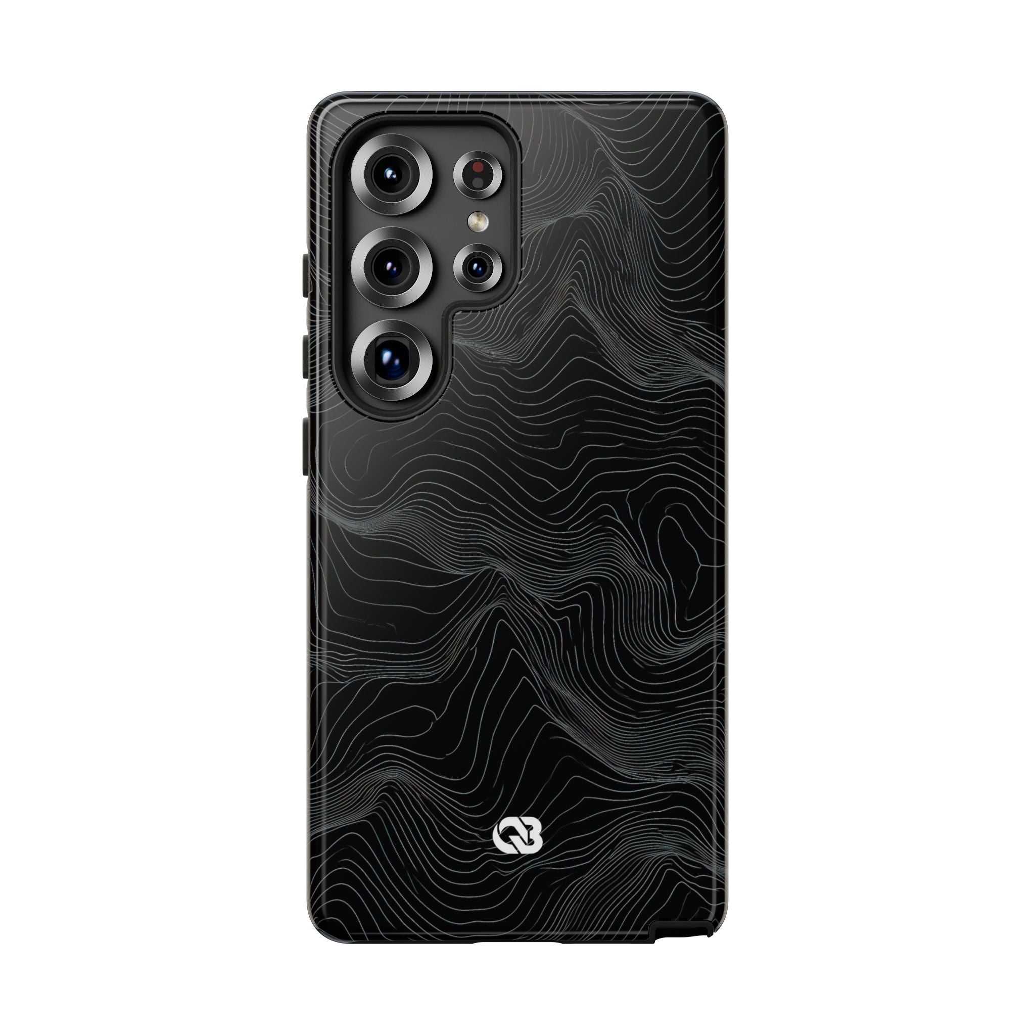 Black Tough Phone Case for Samsung - Obsidian Topo Wireframe