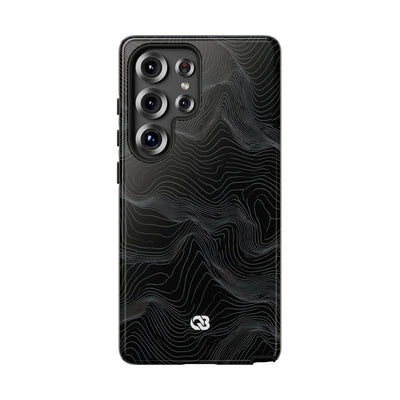 Black Tough Phone Case for Samsung - Obsidian Topo Wireframe