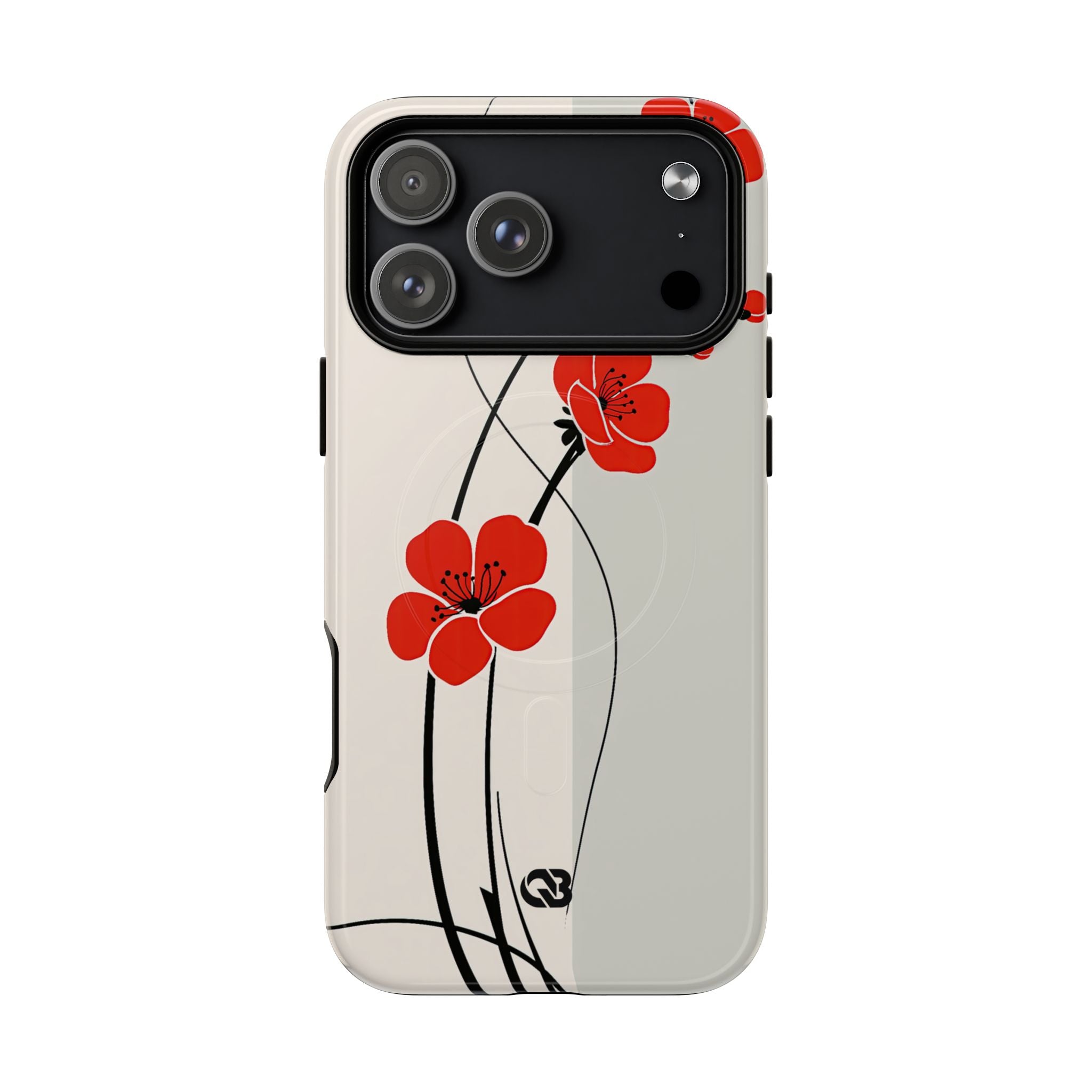 Beige Tough 2.0 Magsafe Phone Case for iPhone - Scarlet Ink Petals